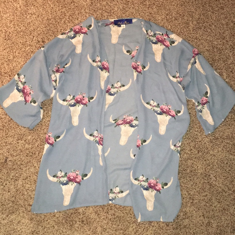 Francescas floral cow skull kimono